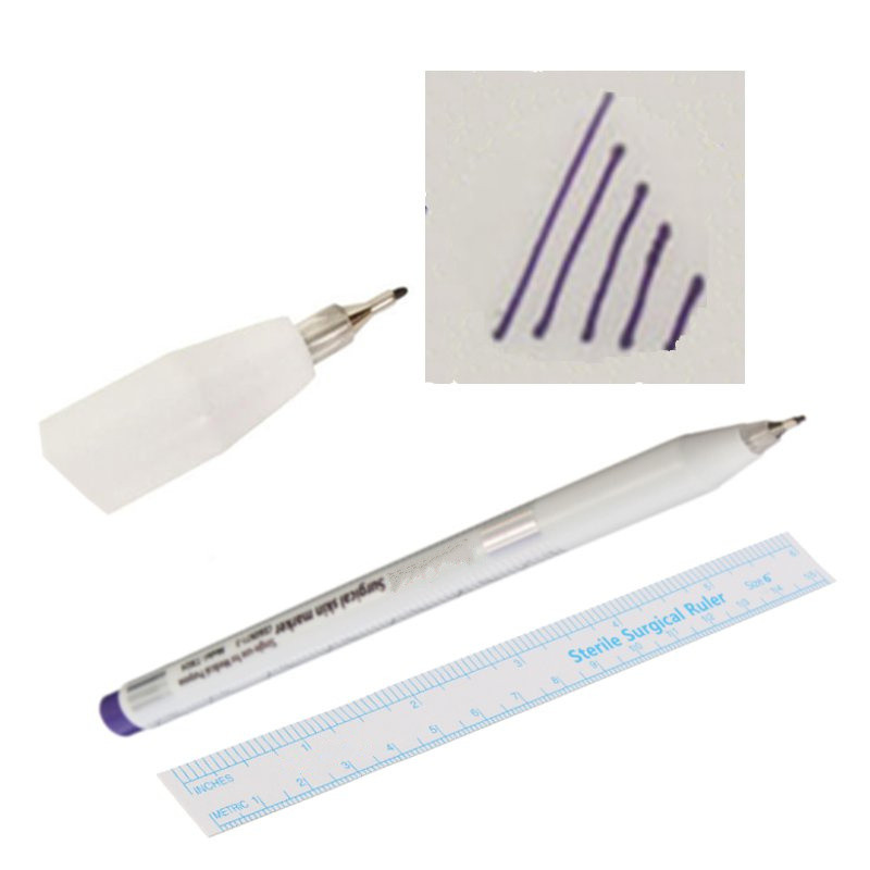 

Disposable Waterproof Skin Tattoo Positioning Marker Pens Sterilized Permanent Makeup With Ruler