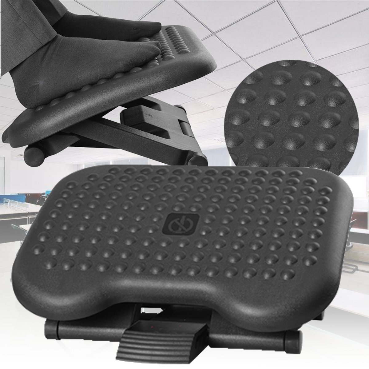 Adjustable Tilting Footrest Under Desk Ergonomic Office Foot Rest Pad Footstool Foot Pegs 4