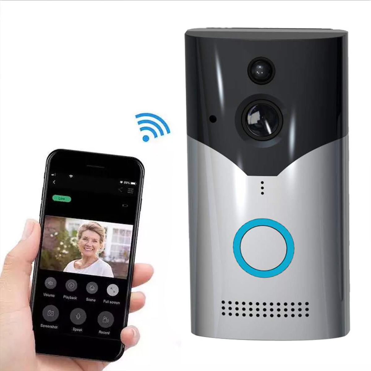 

WiFi Wireless Video Doorbell Two-Way Talk Smart PIR Door Bell Security Camera HD