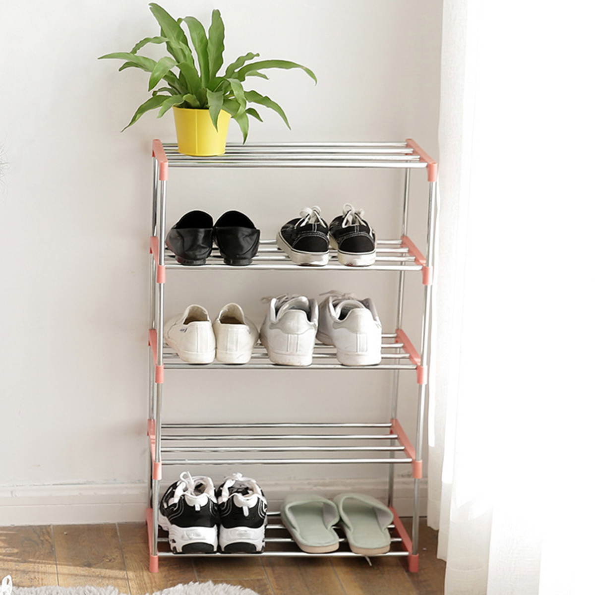 

4 Layers DIY Shoe Racks Storage Organizer Stainless Steel For Dormitory