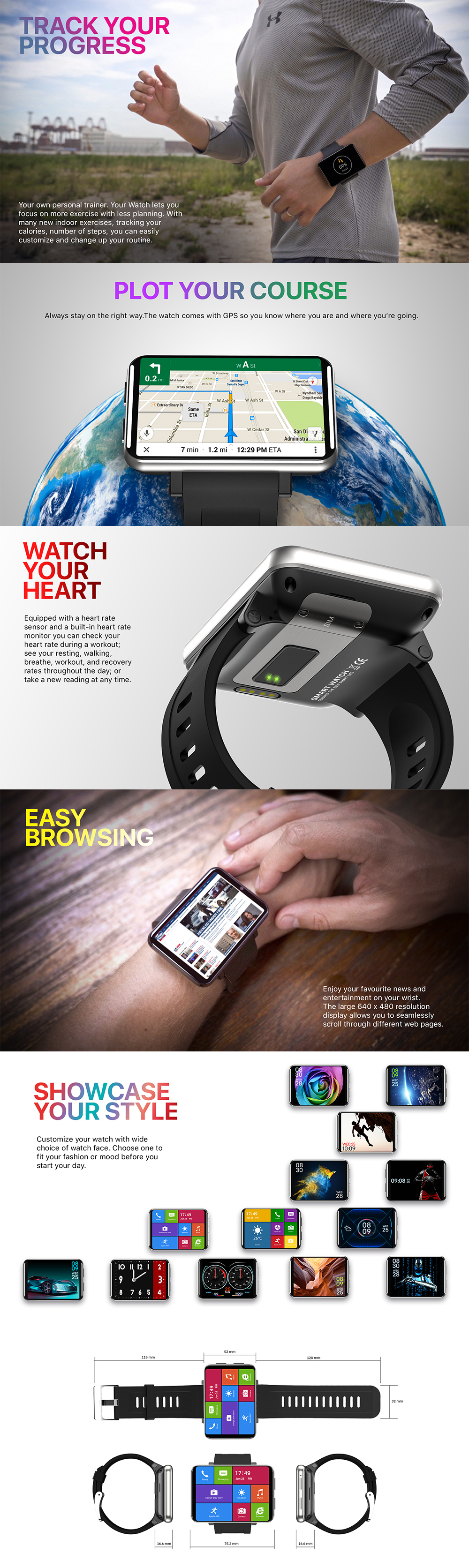 [Face Unlock]TICWRIS MAX 2.86 Inch HD Screen Smart Watch 3G+32G 4G-LTE