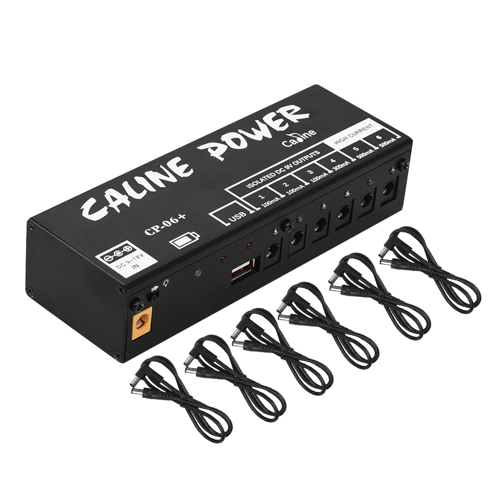 

Caline CP-06+ EU/US/UK/AU Plug Mini Guitar Effects Pedal Power Supply Isolated 6 Outputs with Rechargeable Built-in Battery