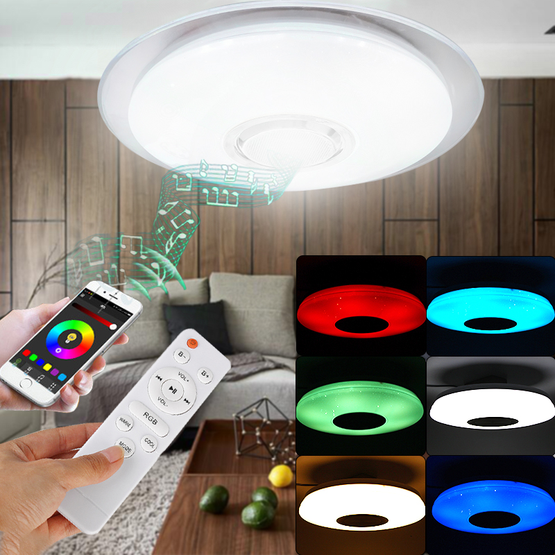 48W 108LED Dimmable RGB Ceiling Light Flush Mount bluetooth Music Speaker APP Control