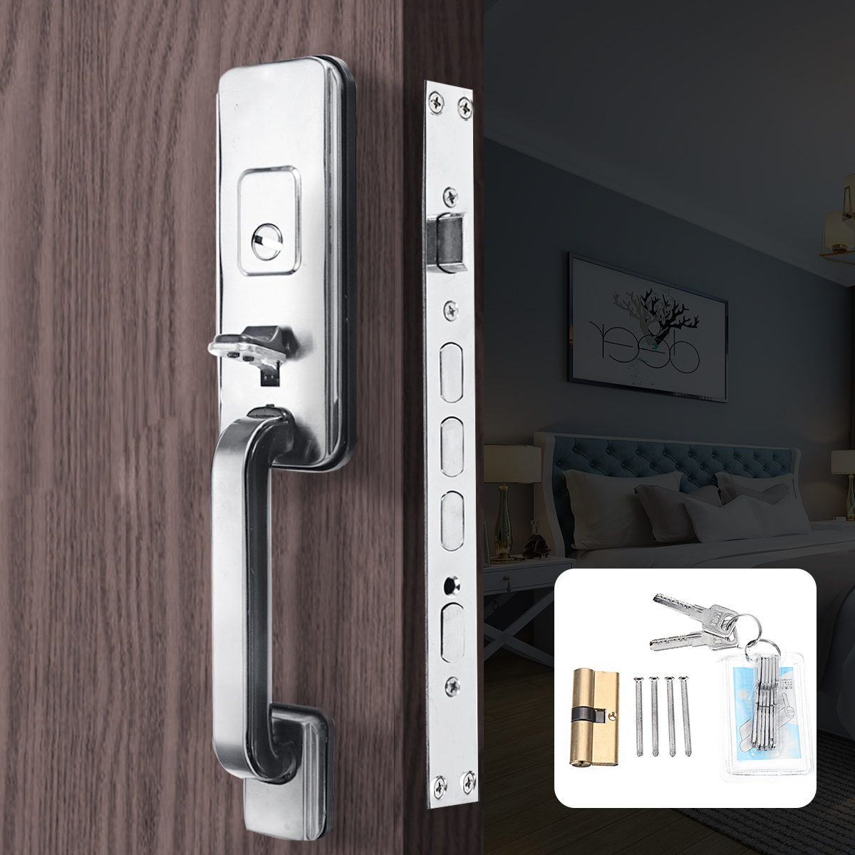 

Mechanical Door Lock Zinc Alloy Safe Security Handle Deadbolt Latch Home Office