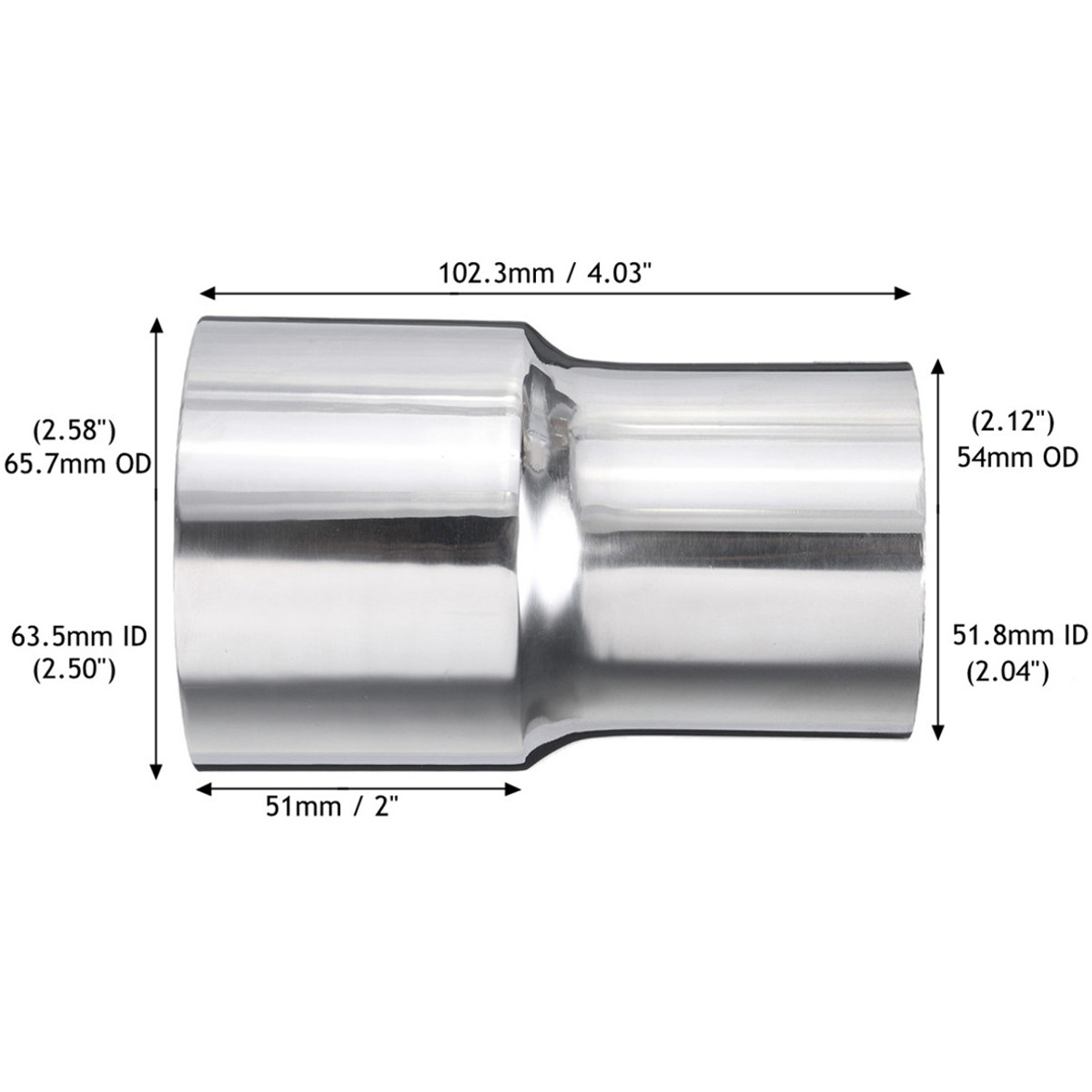 SDENSHI 3 to 4 Inch Turbo Exhaust Stainless Steel Reducer Adapter Pipe for Trucks 