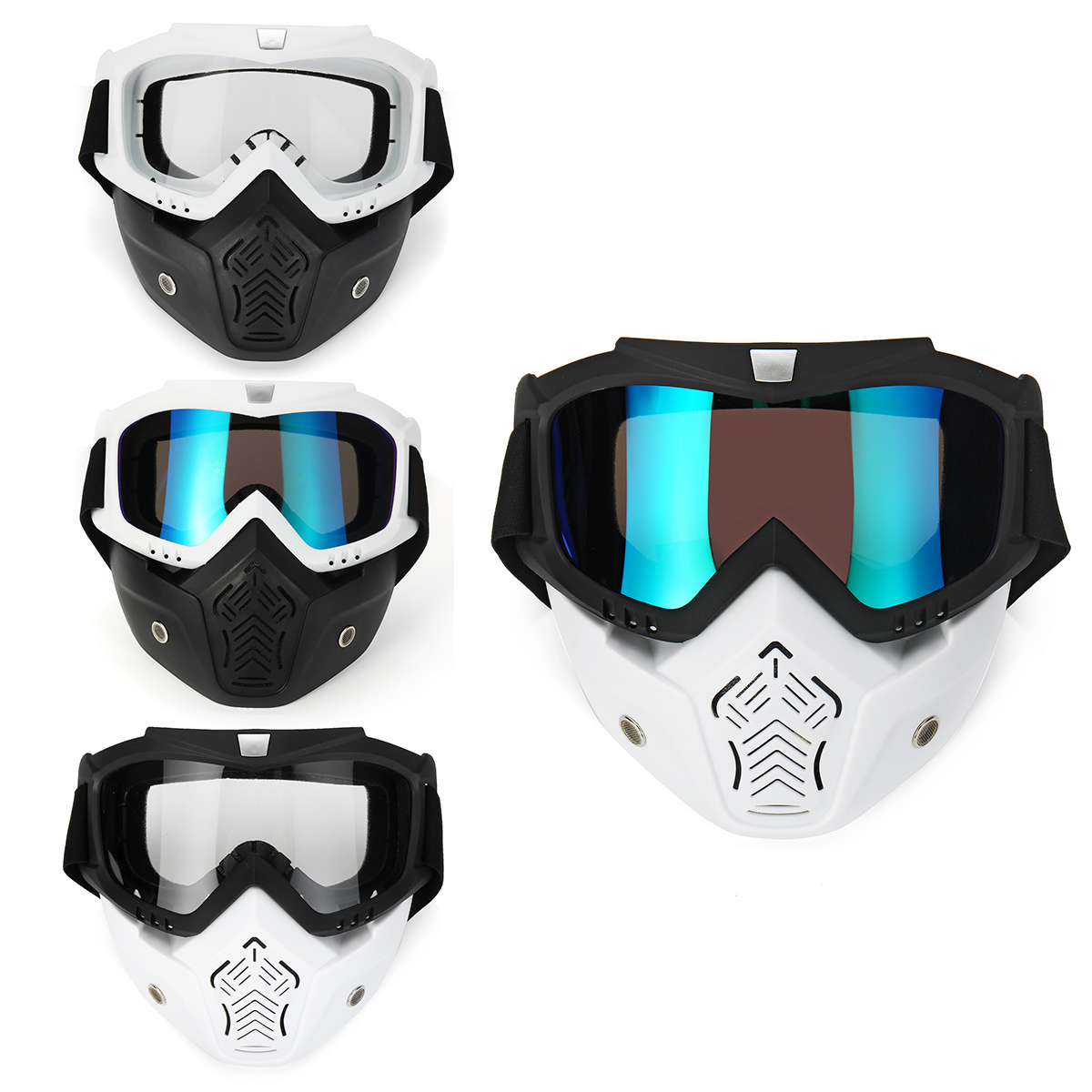 

Motorcycle Goggles Detachable Modular Shield Face ATV MX Racing Motocross Mask