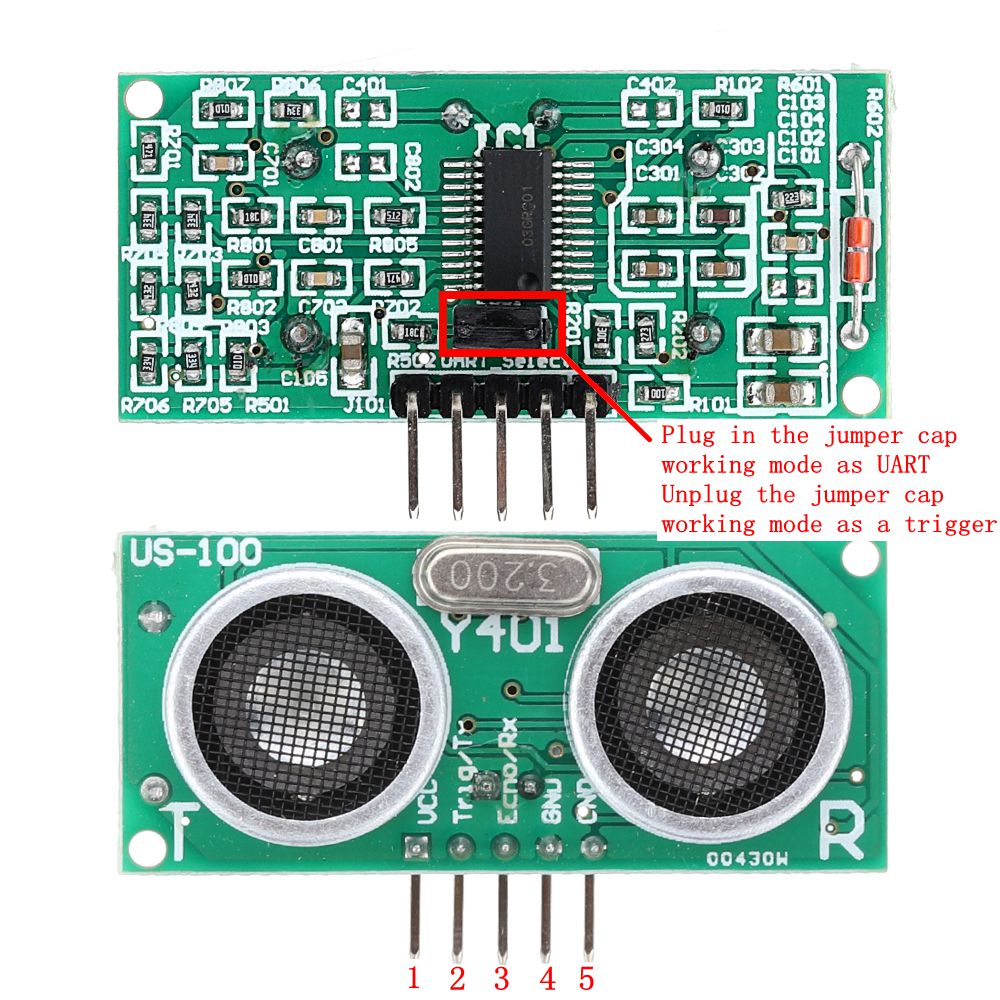 US-100 Ultrasonic Ranging Module with Temperature Compensated Sensor Dual Mode Serial Port
