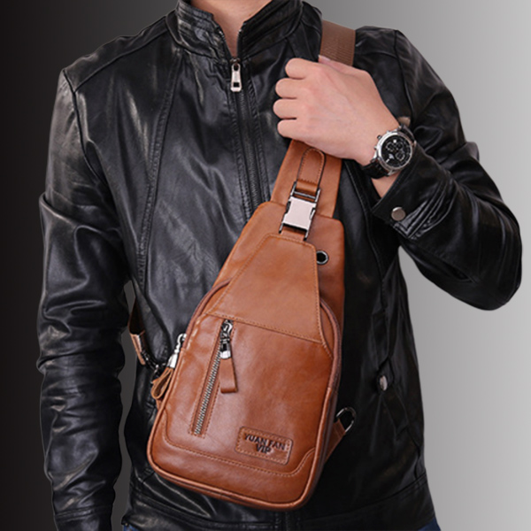 

Ekphero® Men Casual Genuine Leather Oil Wax Chest Bag Crossb