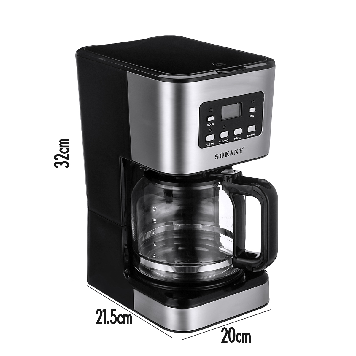 220V Coffee Maker 12 Cups 1.5L Semi-Automatic Espresso Making Machine Stainless Steel 9