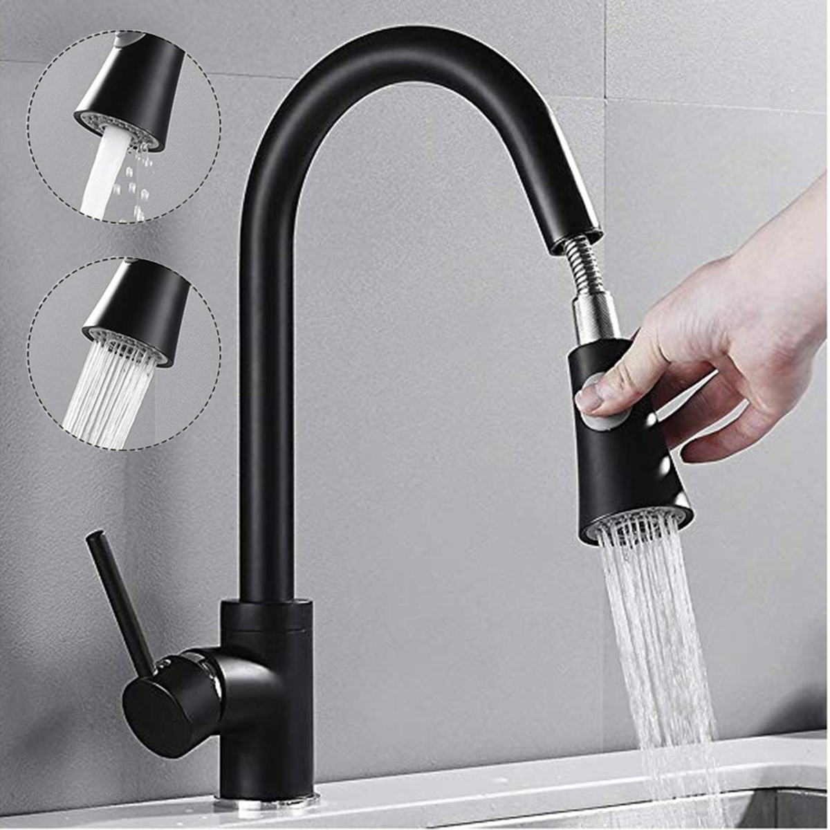 

360° Kitchen Basin Sink Swivel Pull Out Faucet Sprayer Hot Cold Water Mixer Tap