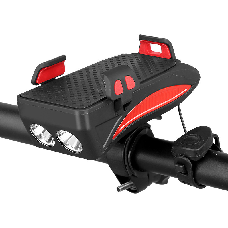 

USB Rechargeable LED Bicycle Headlight Bike Horn Handlebar Phone Holder Cycle VC