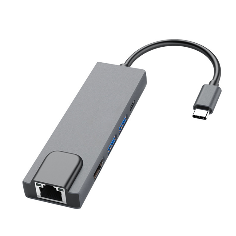 

HOWEI HW-TC21 Type-C to HD 5 in 1 USB Hub 5Gbps USB3.0 USB-C PD Charging HD 4K Display with 1000Mbps Network Port Extend