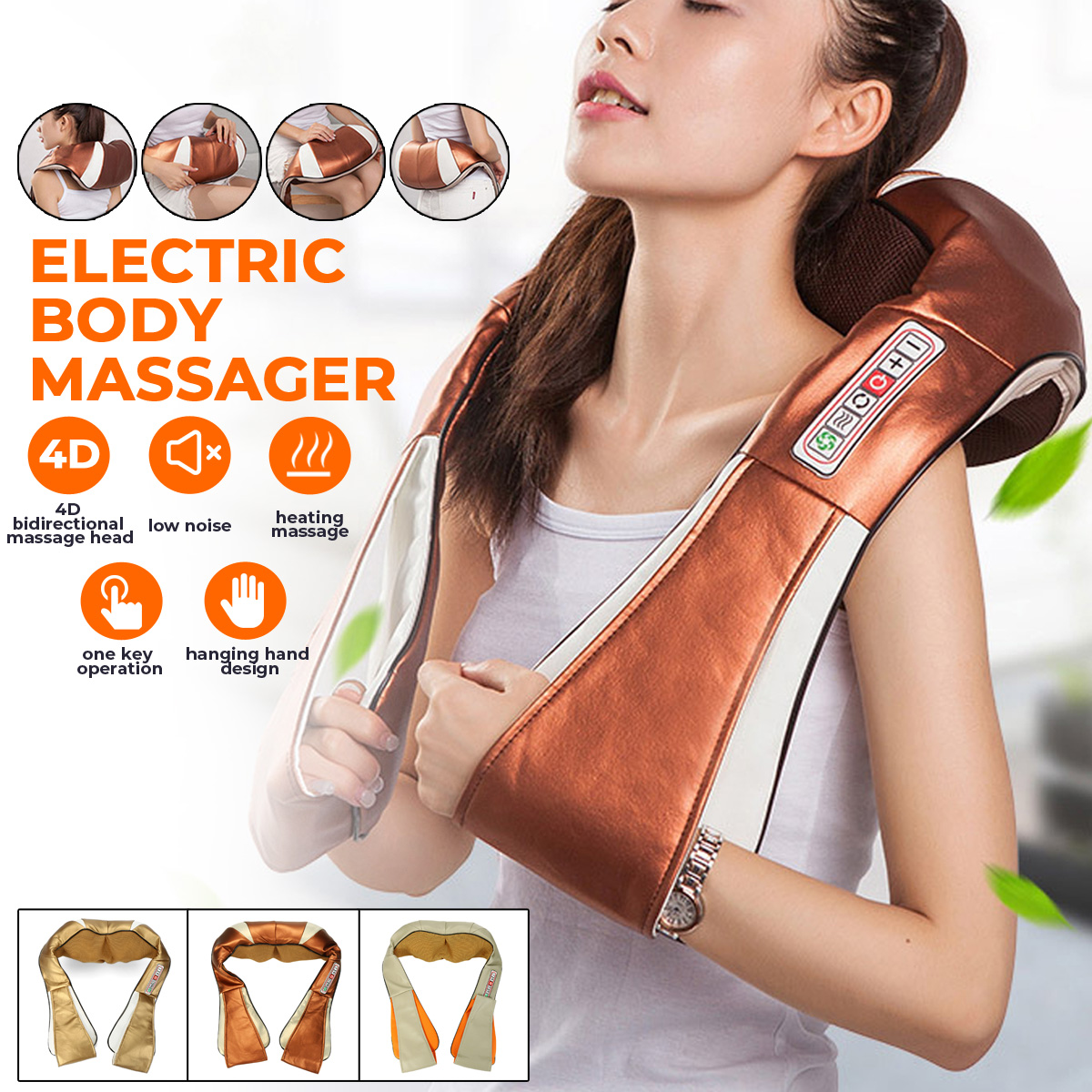 6 Keys Shiatsu Kneading Electric Heating Therapy Massager