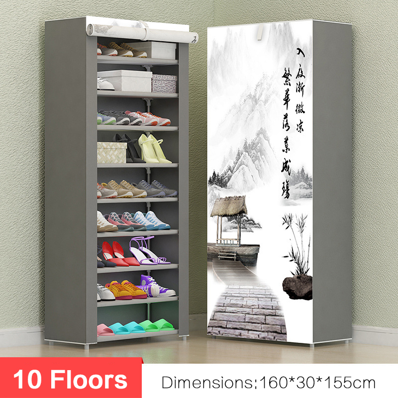 10Tier Shoe Rack Wall Shelf Closet Cabinet Organizer Storage Box Stand Dustproof 