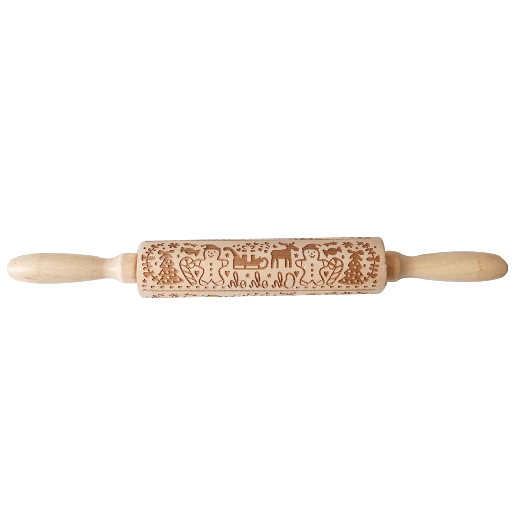

Loskii JM01679 Wooden Christmas Embossed Rolling Pin Dough Stick Baking Pastry Tool New Year Christmas Decoration