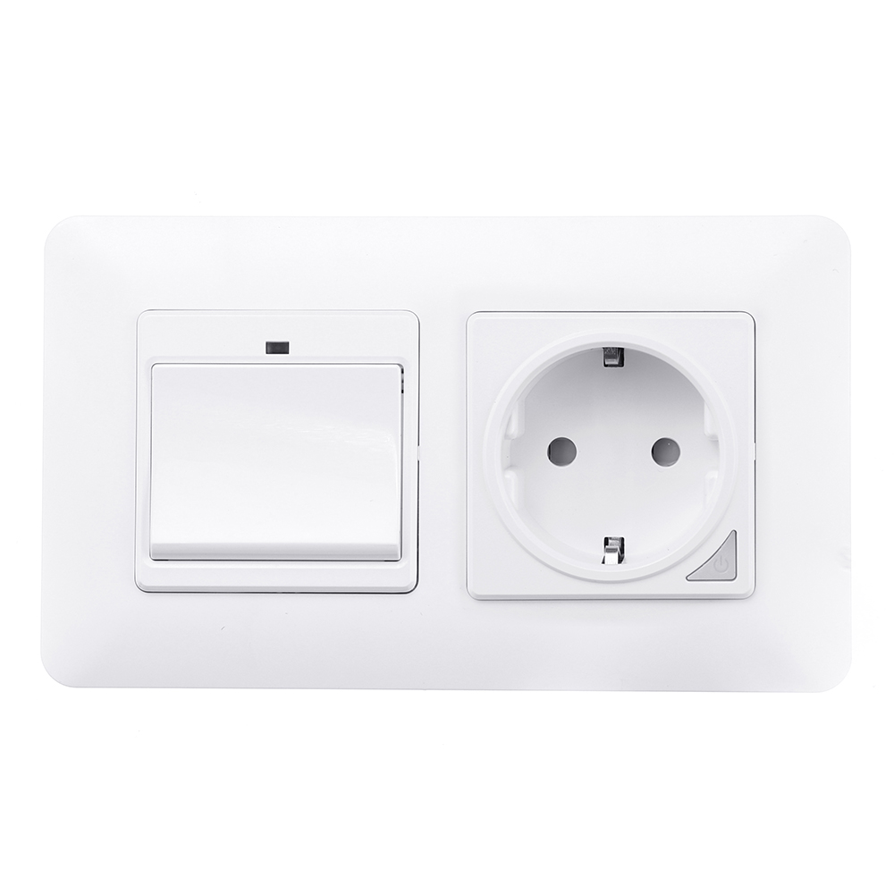 

WiFi Smart Light Wall Switch Socket Outlet with 1 Gang Push Button Switch DE EU Smart Life Tuya Wireless Remote Control