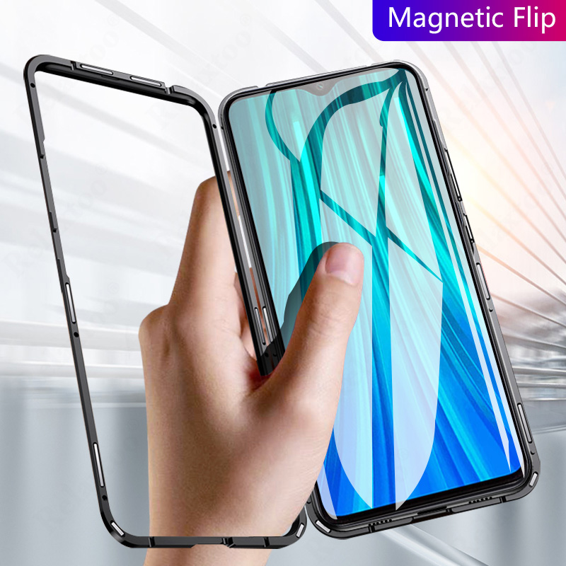 

Bakeey Magnetic Adsorption Metal Tempered Glass Flip Protective Case for Xiaomi Redmi Note 8 Pro