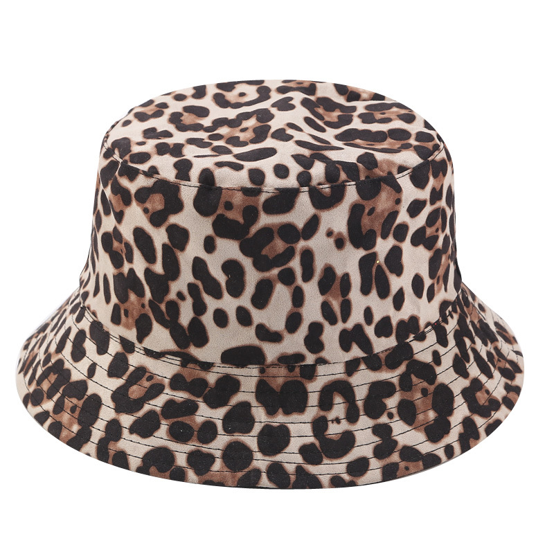 

Double-sided Leopard Fisherman Hat Suede Print Bucket Cap