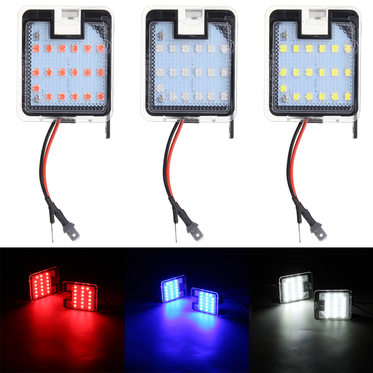 

Pair LED Puddle Light Rearview Mirror Under Lamp White/Red/Blue For Ford Focus Mondeo Kuga C-Max Escape