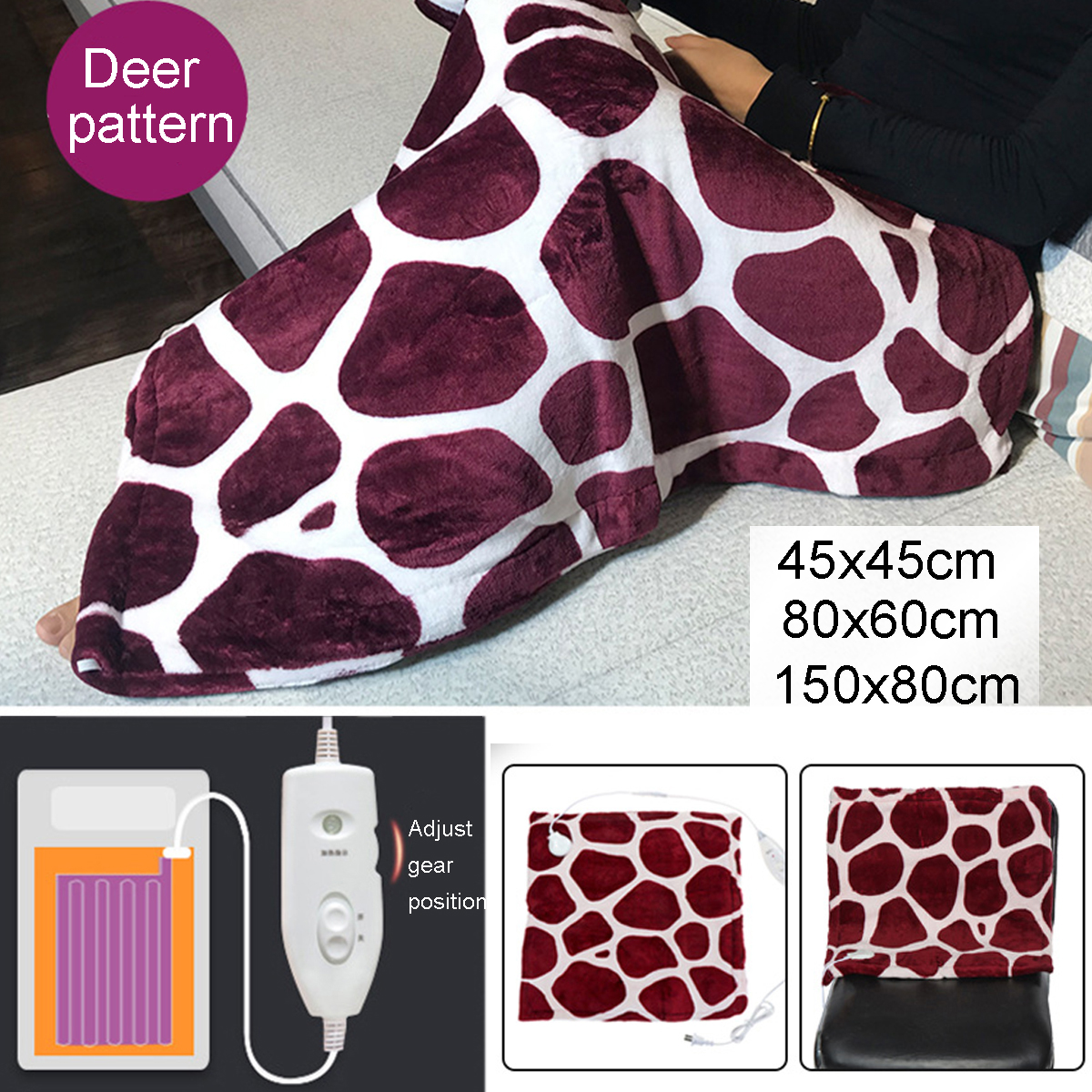 220V 70W Electric Heated Travel Blanket Soft Flannel Warm Quilt