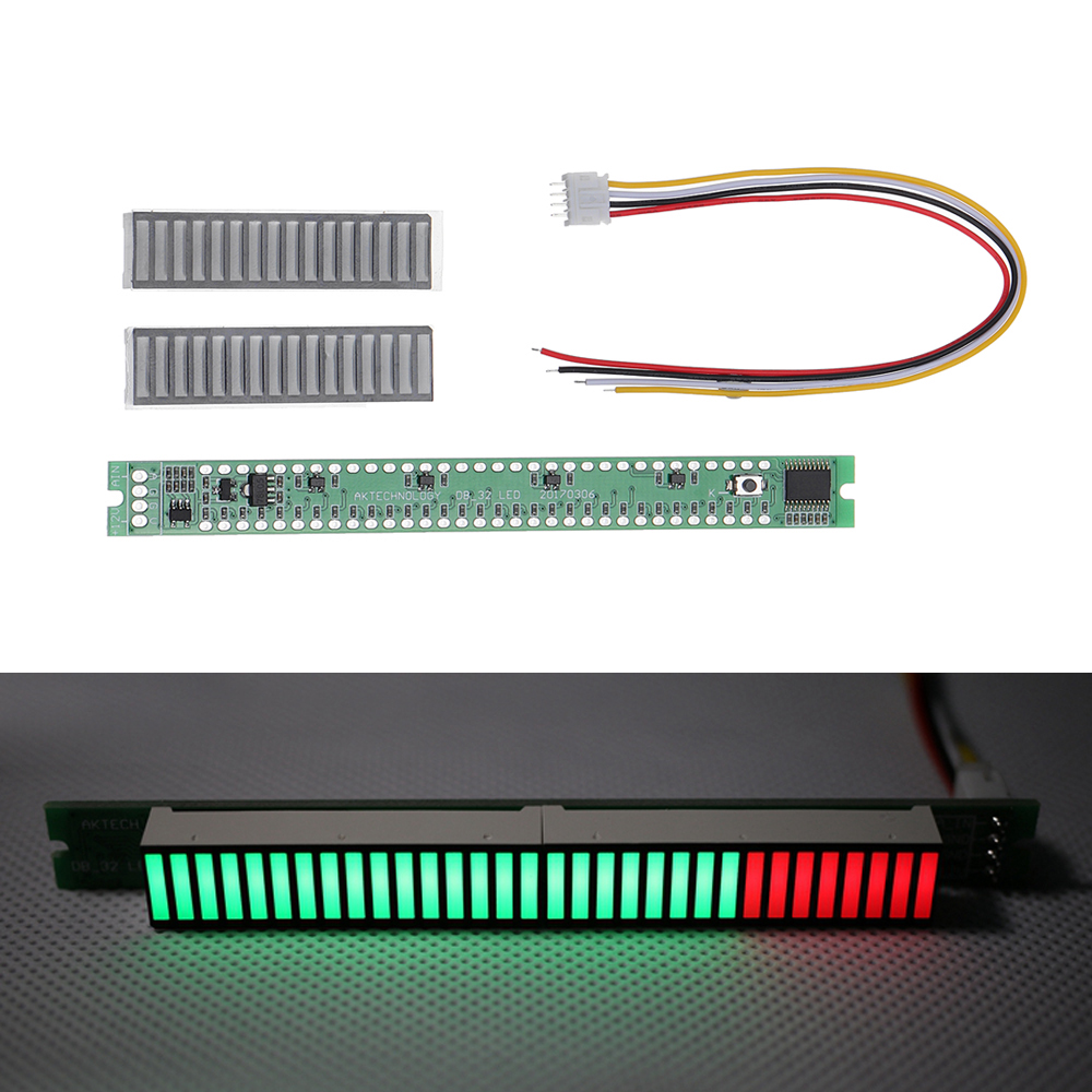 

DIY 32 LED Music Electrical Level Indicator VU Meter Audio Level Meter Kit For Amplifier Board Adjustable Light Speed Board AGC Mode