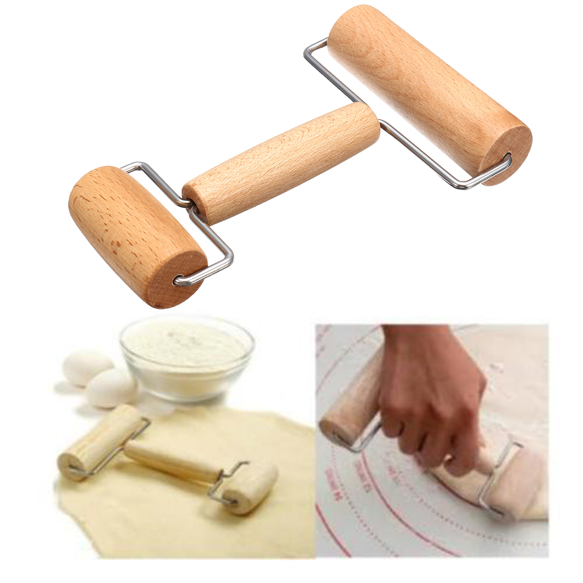 

New Pastry Rolling Pin Pizza Dough Roller Kitchen Pie Bread Baking Wooden