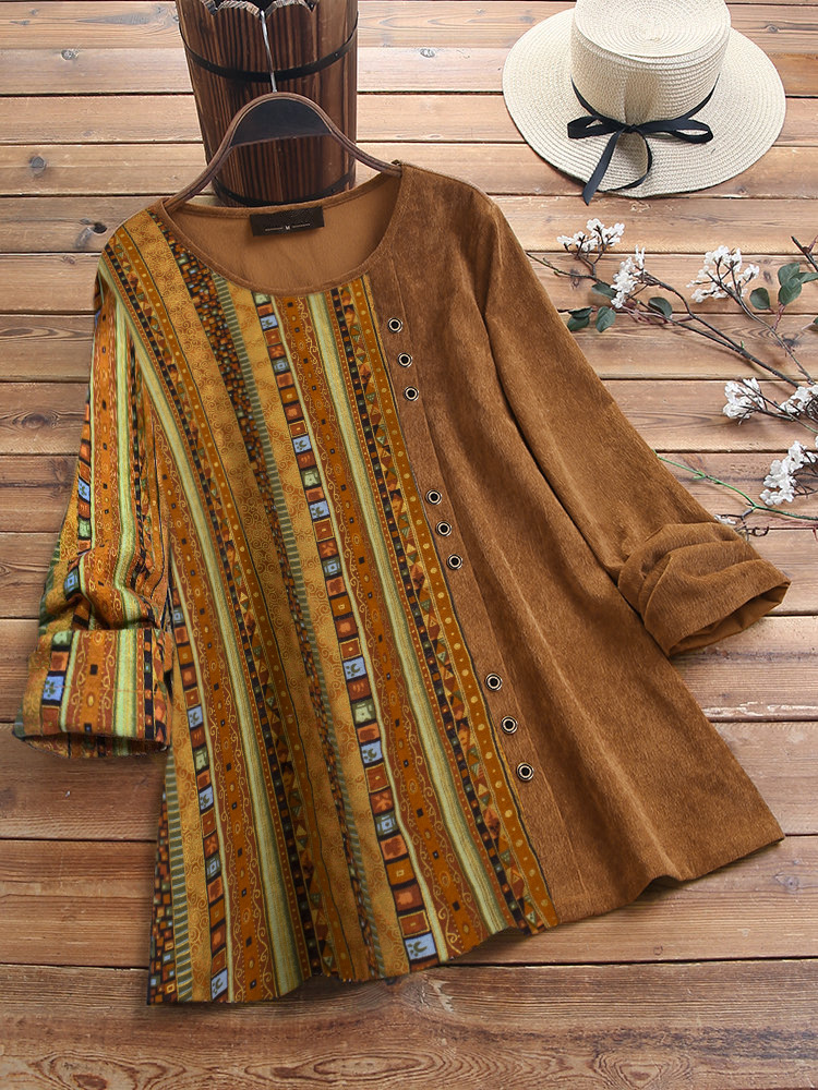 

Этническая вельветовая блуза с цветочным принтом