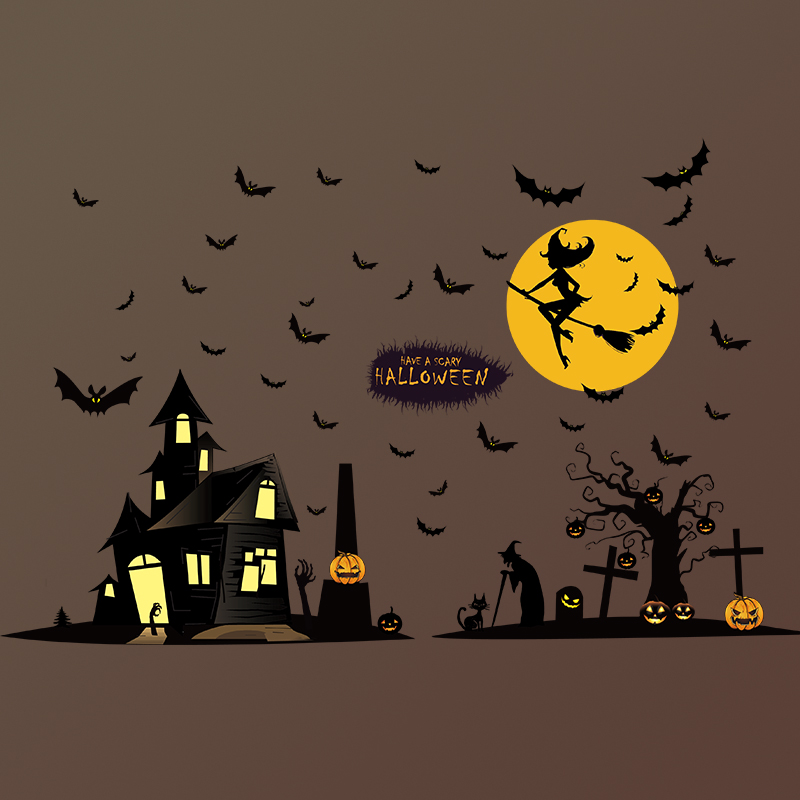 

Miico XL891 Cartoon Sticker Halloween Sticker Removable Wall Sticker Room Decoration - Witch