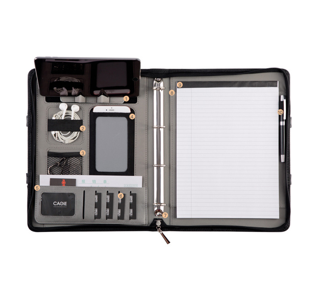 

Fichario Binder A4 Document File Folder Case Manager Padfolio Business Office Organizer File Cabinet Holder Zipper Briefcase Bag Notebook