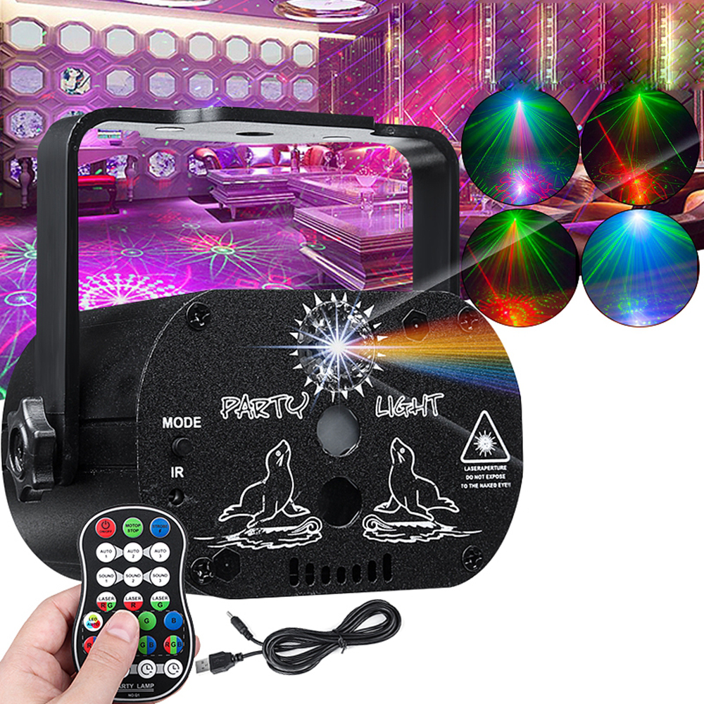 

60 паттернов RGB Лазер Light DJ Проектор LED Сценический эффект Освещение Голосовое управление