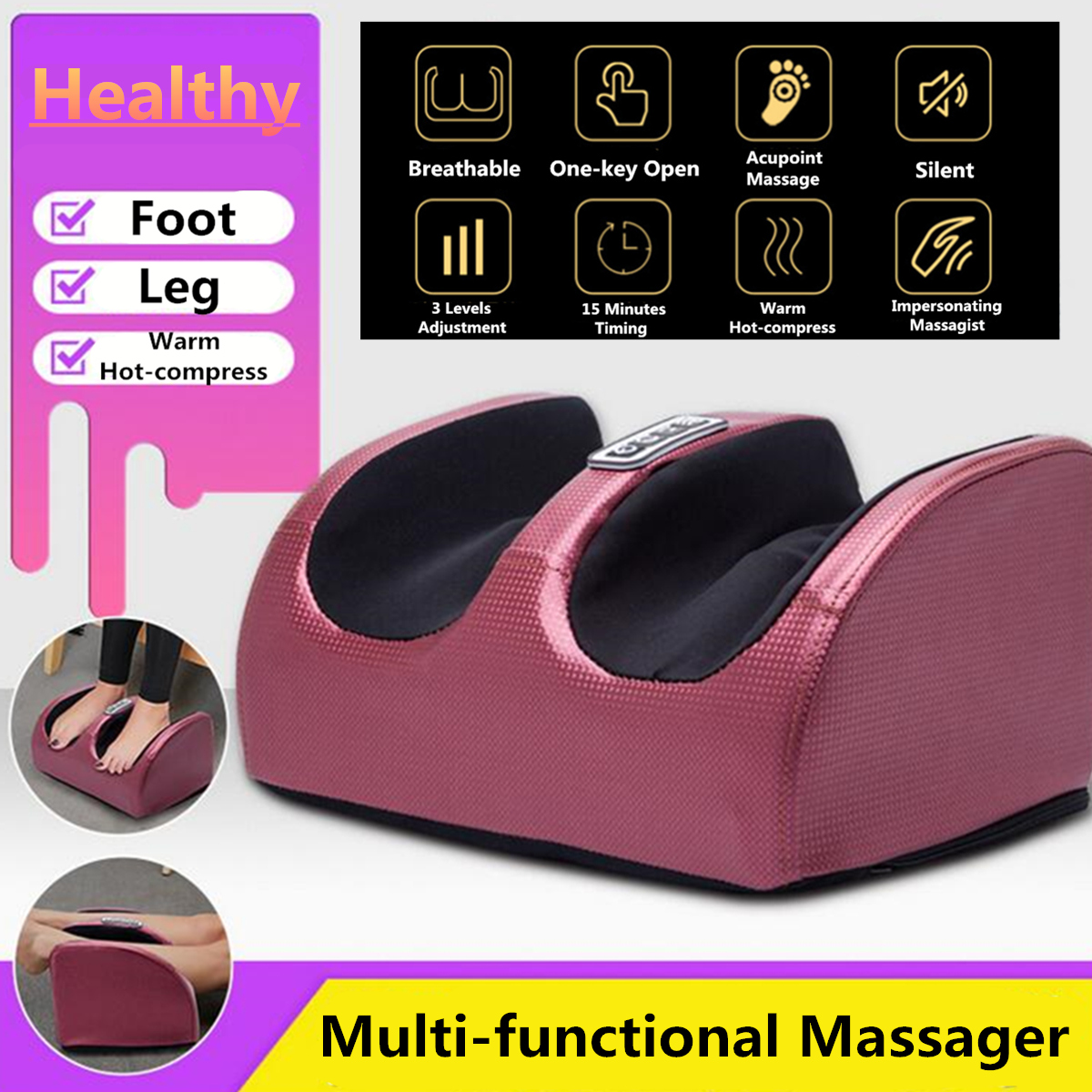 

Shiatsu Kneading Foot & Leg Massager 3 Levels Adjustment Wit