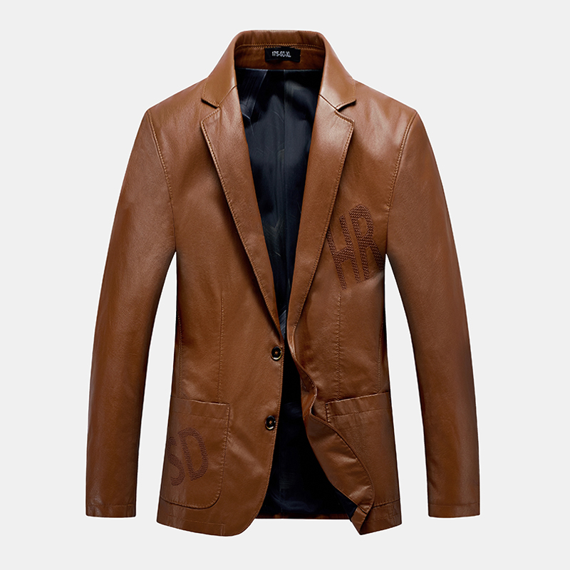 

Mens Stylish PU Inside Pockets Casual Thick Leather Jacket