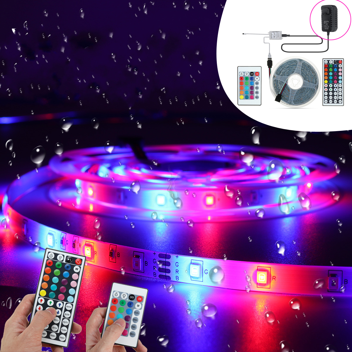 

5M 3528 RGB 300 Flexible LED Strip Light With 24Keys Or 44 Keys Infrared Remote Control for Home Outdoor Use