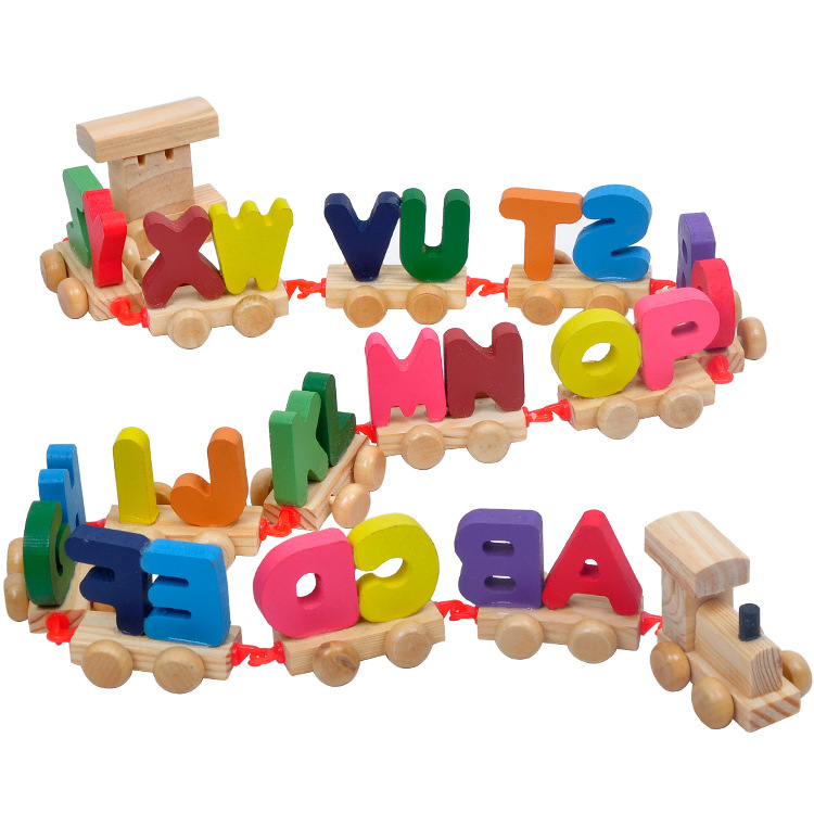 

Children's English Alphabet Train Puzzle Toys Baby Early Education Puzzle Wooden Toy