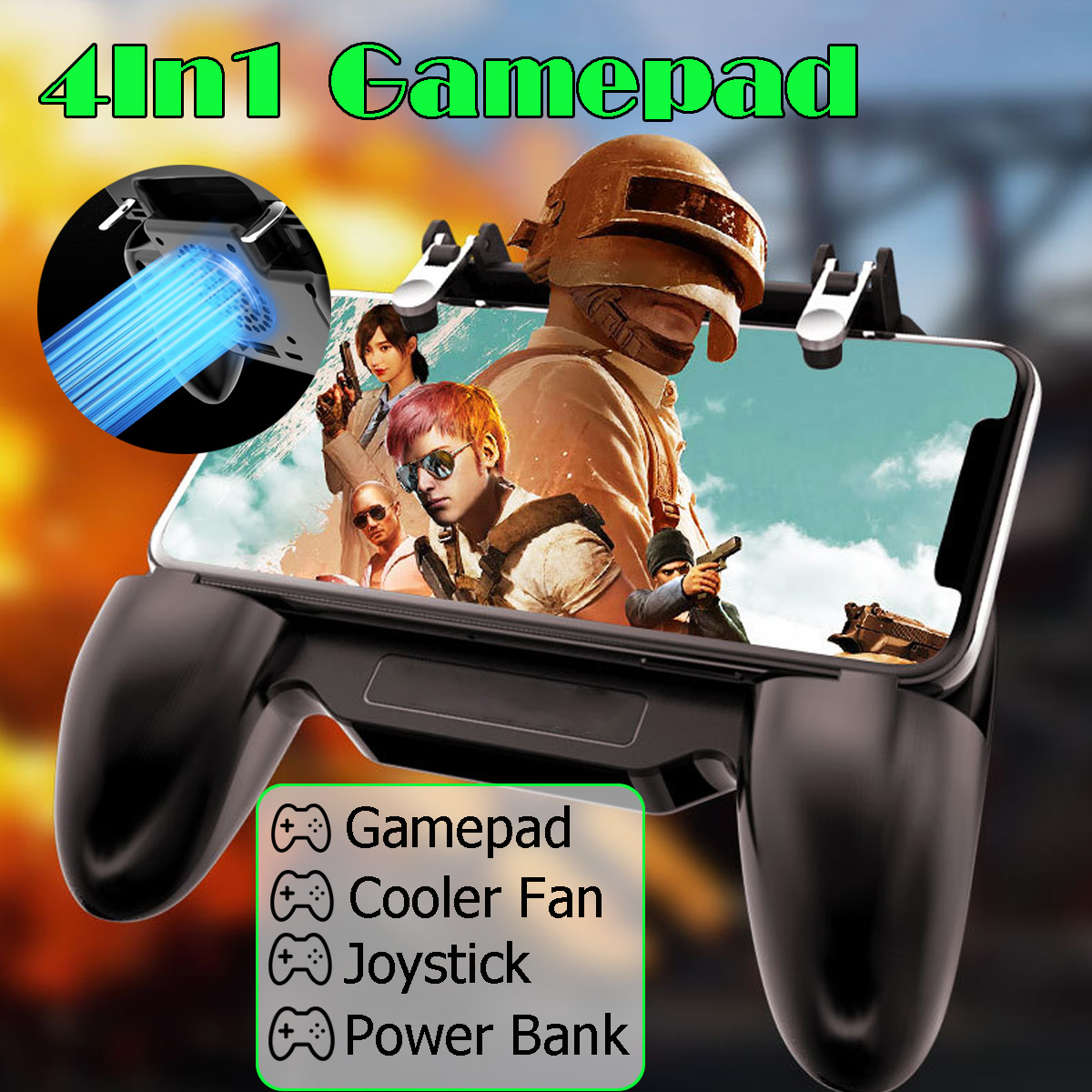 Game Pubg SR2 The 5 Generation Mobile Controller Trigger Shooter Game Handle 4 In 1 Mobile Power Cooling Fan 2000 / 4000mah