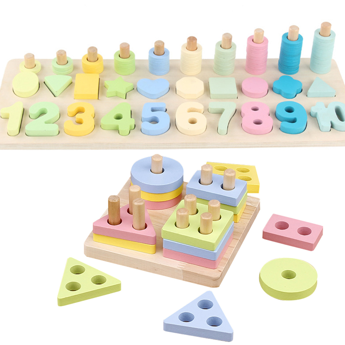 

Preschool Learning for Montessori Math Toys Counting Board Digital Shape Pairing