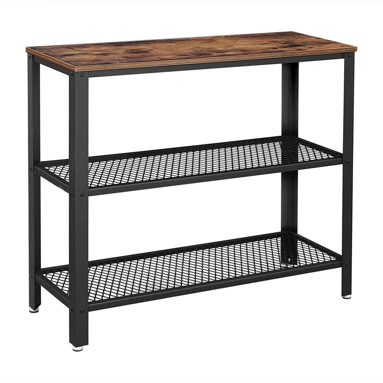 

Industrial Console Table Hallway Table with 2 Mesh Storage Shelves Side Table Bookshelf Sideboard for Home Living Room Corridor Office