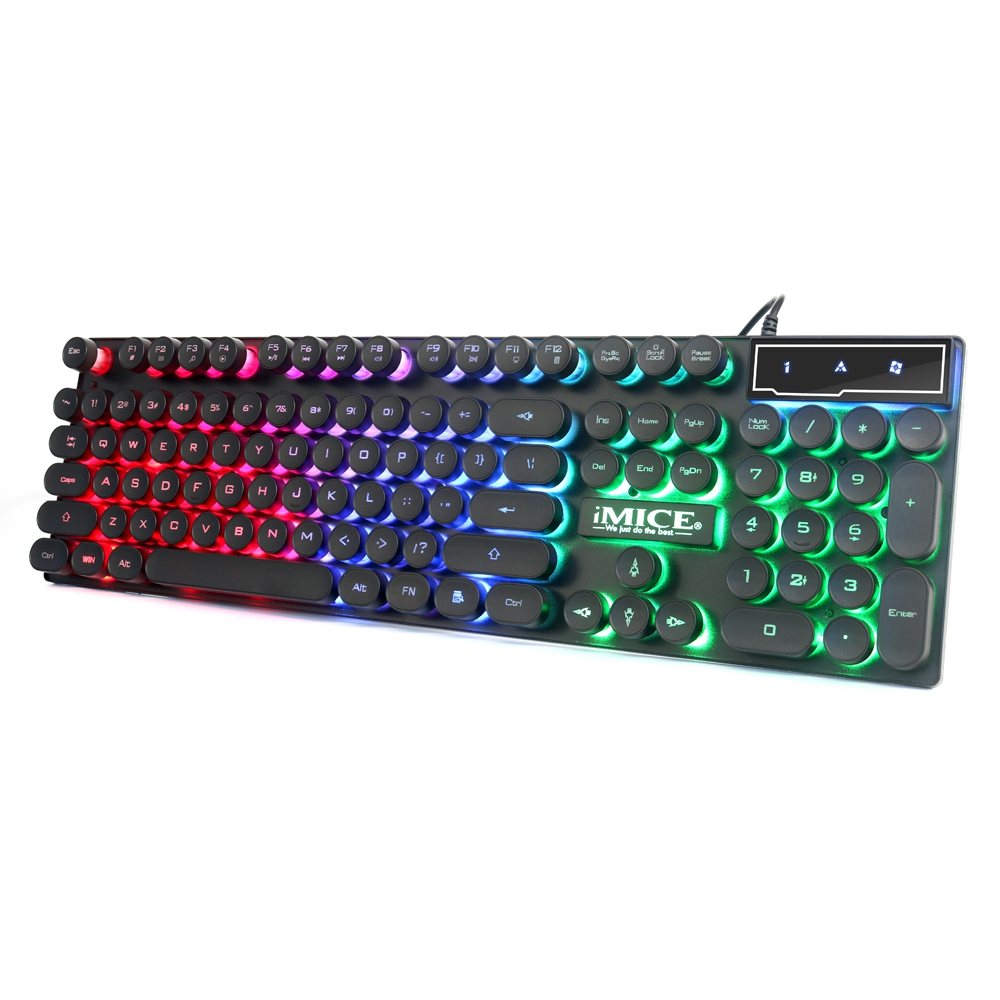 

IMICE AK-800 104 клавиши USB Проводная 3-х цветная LED Подсветка Круглая с подсветкой Игровая Клавиатура