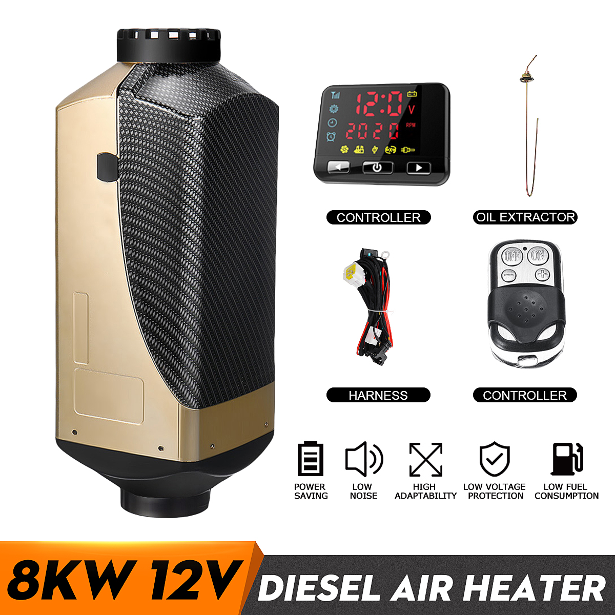 

12V 8KW Diesel Air Heater Car Parking Heater LCD Display Remote Control with Accessories Kit
