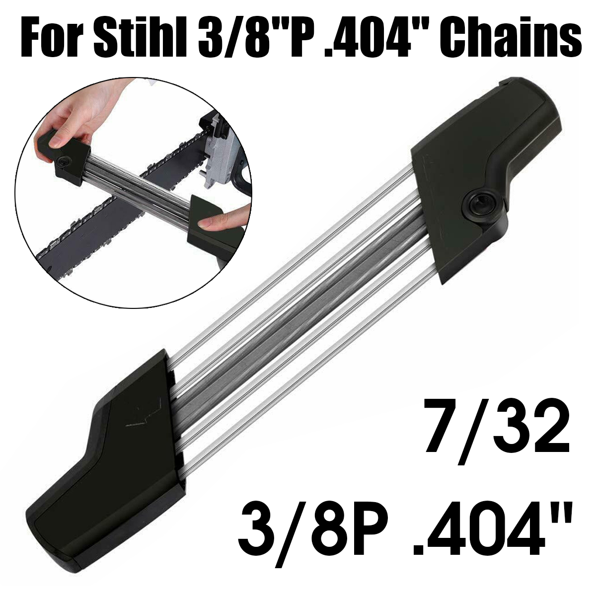 

2 IN 1 Easy Chainsaw Chain File Sharpener 7/32 3/8P .404 Inch Chain Saw Sharpener Replace For Stihl