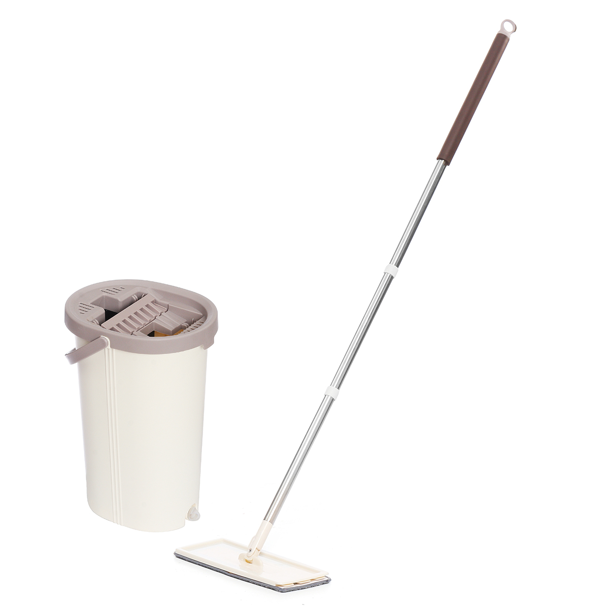 

Flat Squeeze Mop and Bucket Hand Free Wringing Floor Cleaning Mop Microfiber Mop