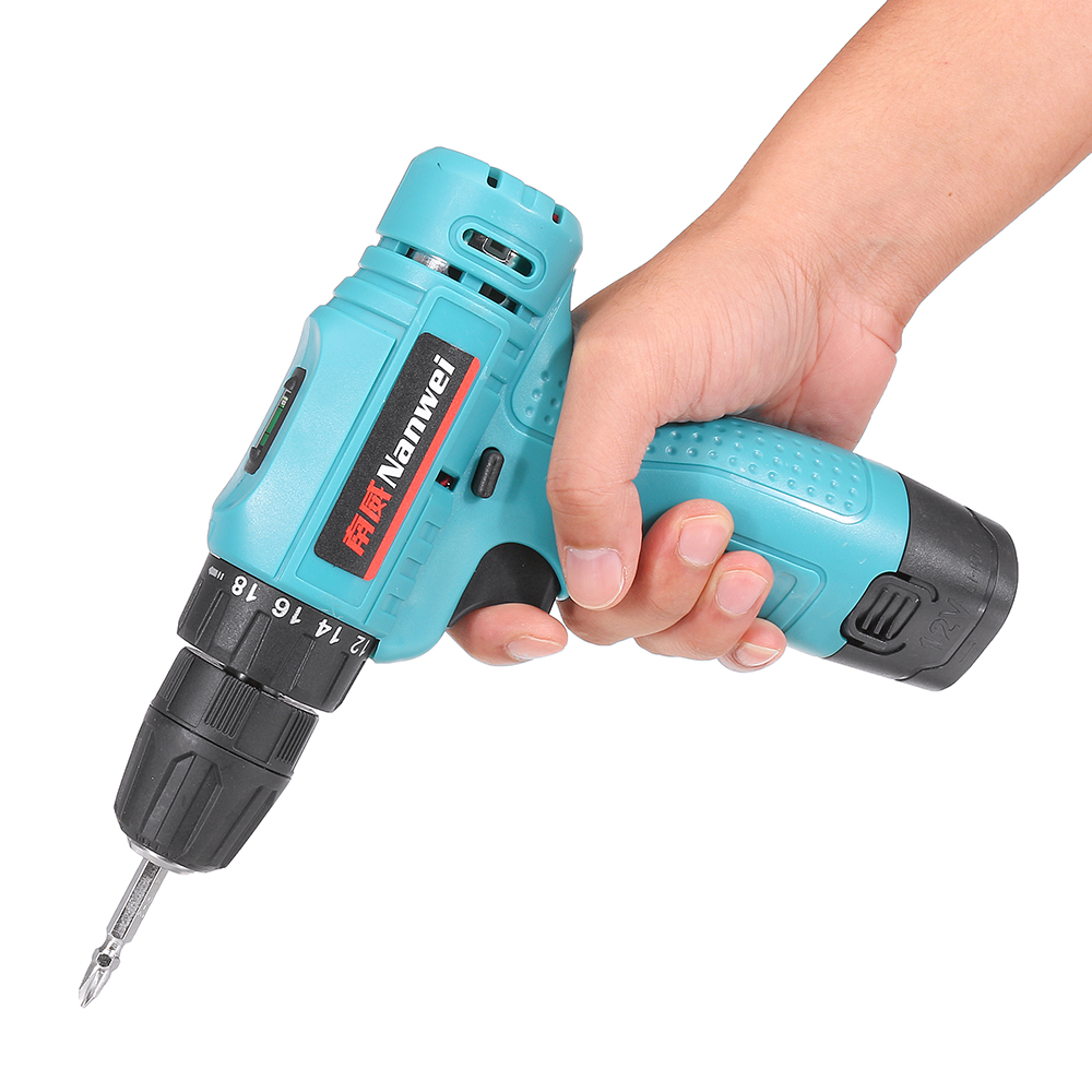 12V Cordless Drill Impact Driver 2 Lithium Rechargeable LED Worklight Hand Electric Power Tools 20