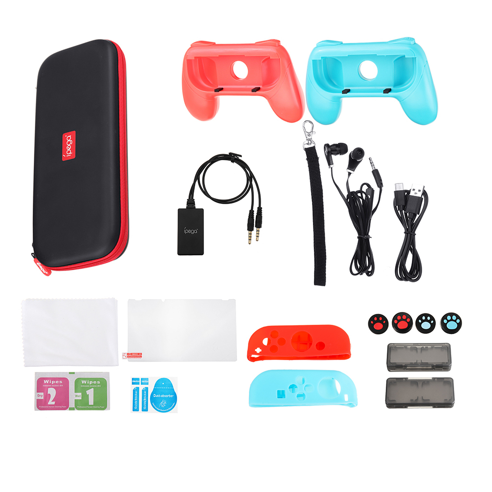 

iPega PG-9182 18 in 1 Set Carrying Storage Bag for Nintendo Switch Grip Joy-Con Earphone Game Card Case Game Console