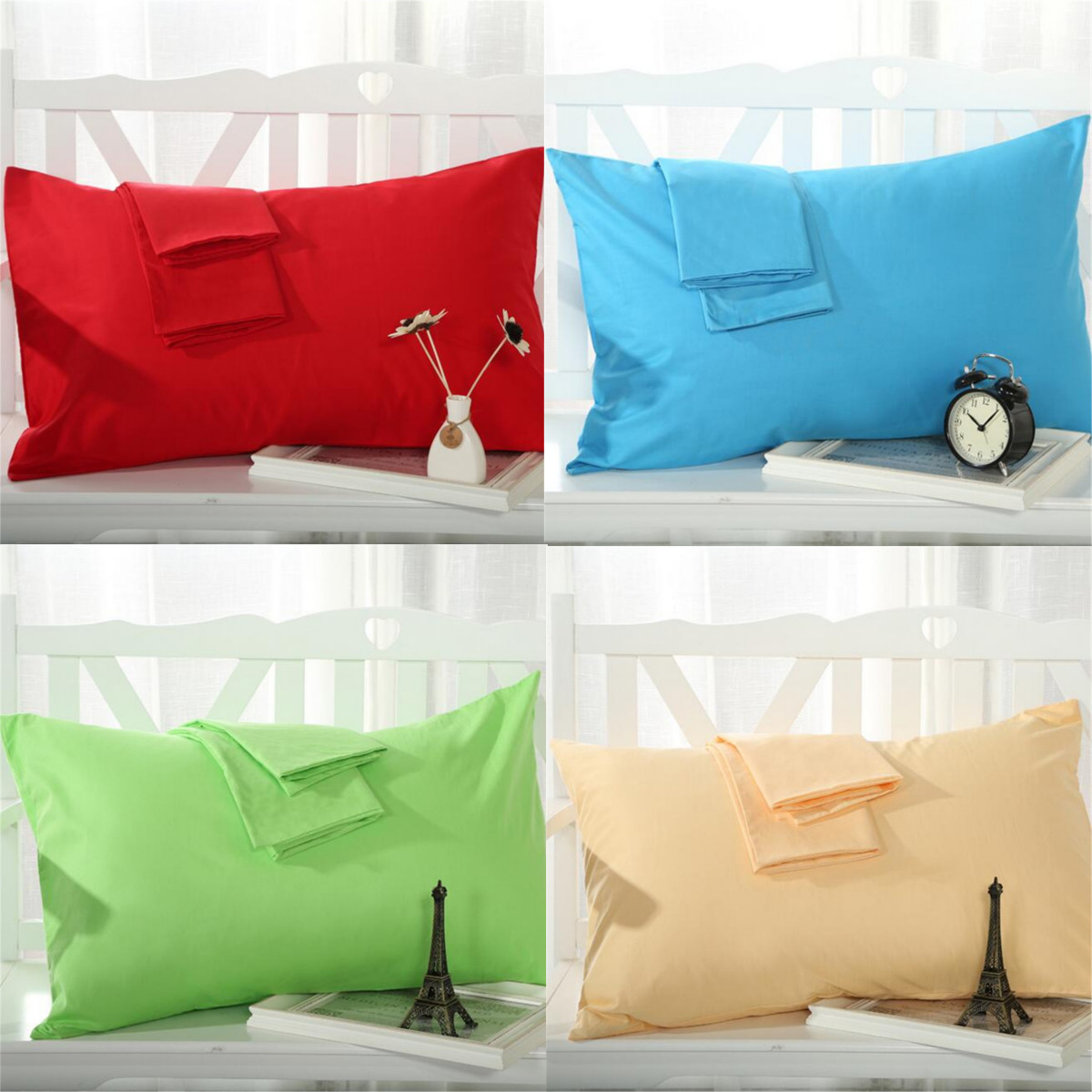 

2 Pcs Cotton Cloth Pillow Case Covers Bed Pillowcase Standard Queen Size