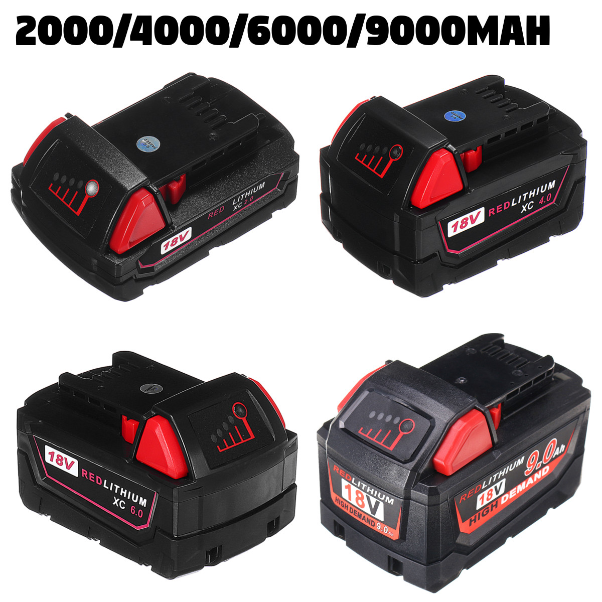 

18V 2.0-9.0Ah Li-Ion Battery For Milwaukee M18 48-11-1852 Extended Capacty Electric Power Tool Li-ion Battery