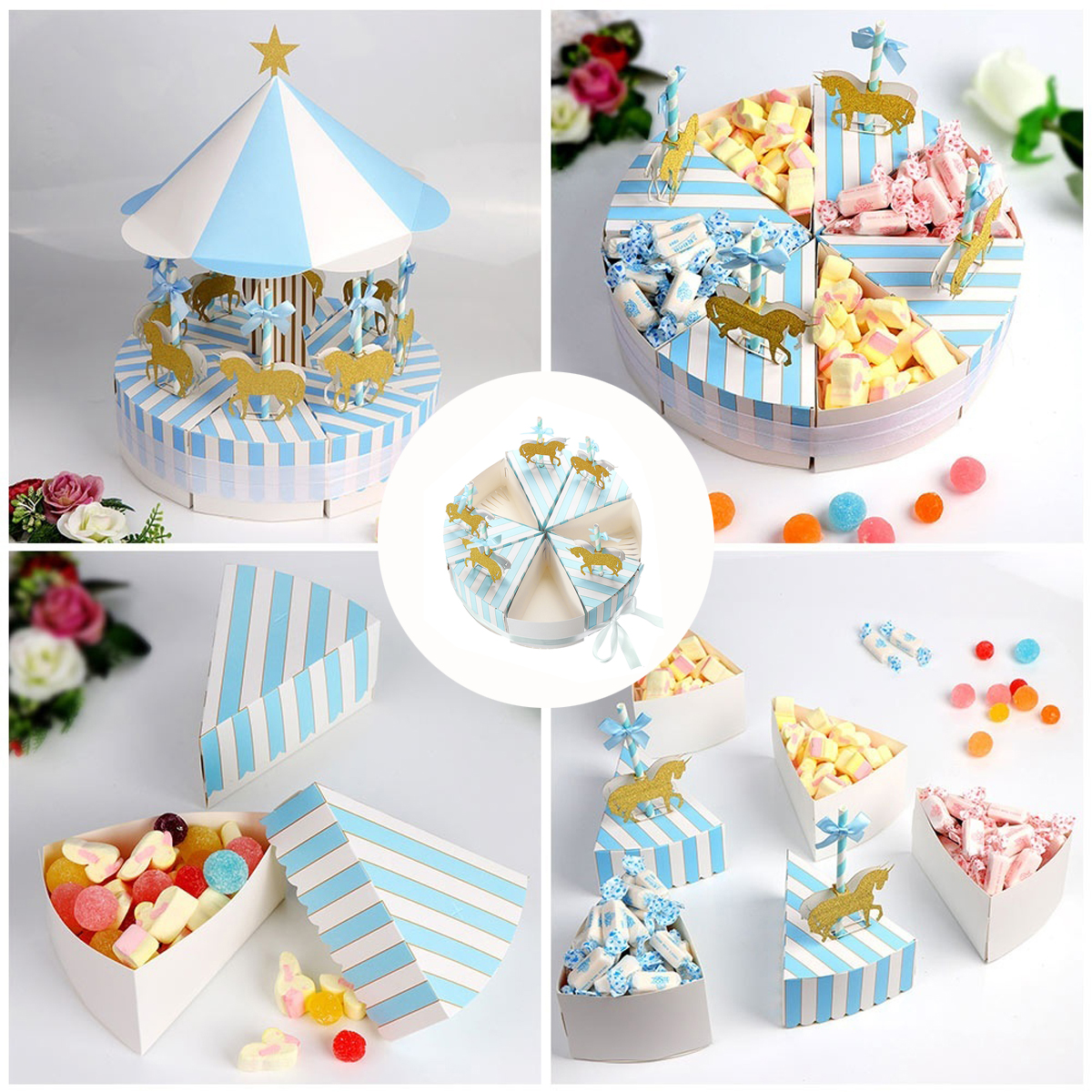 

DIY Ribbon Carousel Candy Box Sweets Gift Boxes Wedding Party Baby Shower Favors Decorations