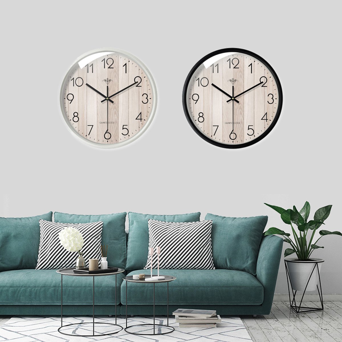 

30CM Round Wooden Wall Clock Modern Home Living Room Kitchen Hanging Watch Decor