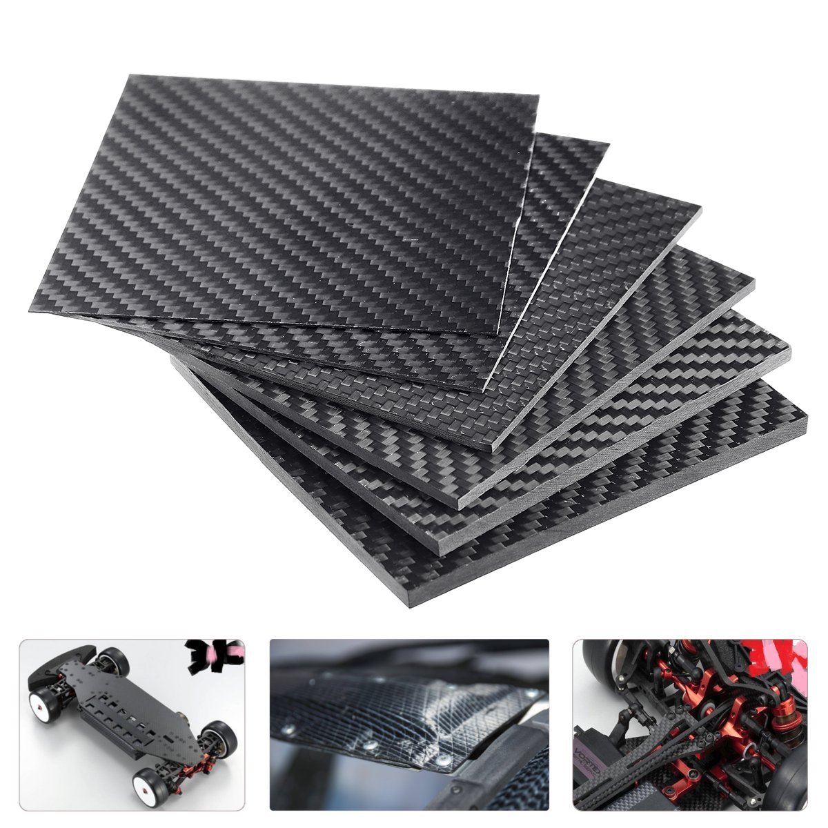 

100x100x(0.5-5)mm Black Carbon Fiber Plate Panel Sheet Board Matte Twill Weave