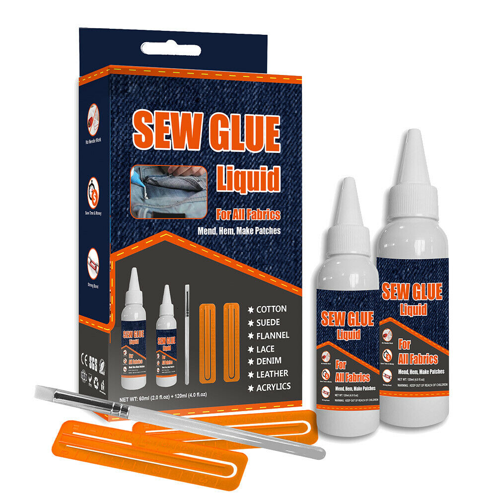 

Liquid Sewing Solution Ultra-flexible No Sew Glue Kit Tools 1/2pcs 60-120ml
