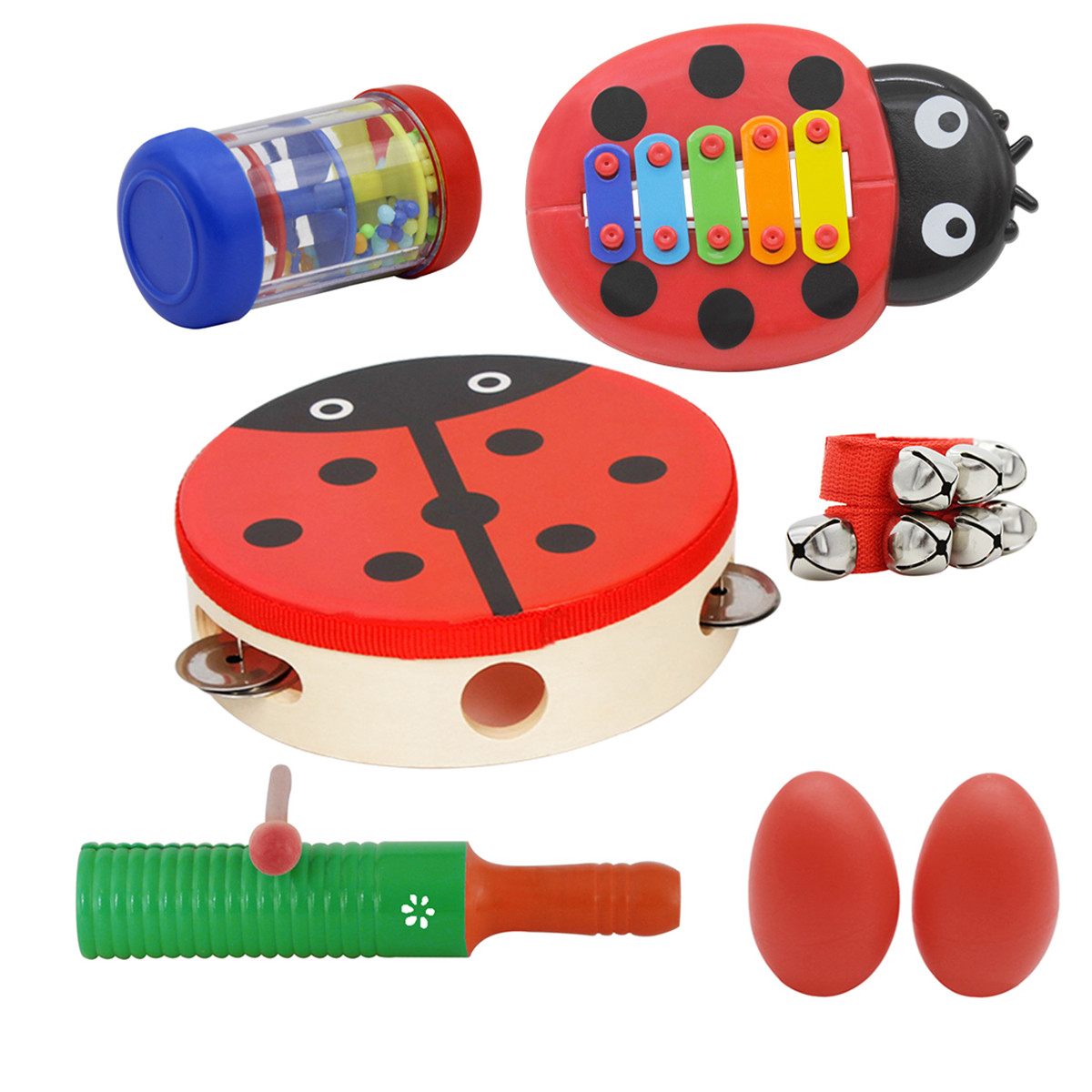 

Orff Musical Instruments Sets Hand Drum Egg Maracas Wrist Bell Single Ring Percussion Piano A Section of Rain Educationa